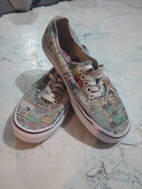 VANS Peanuts Comic Strip Charlie Brown Pumpkin Women's 8 Men's 6.5 Canvas Shoes